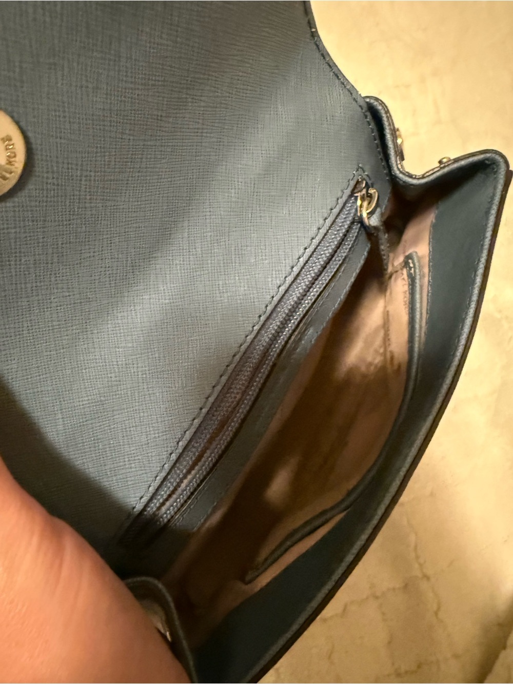 Michael Kors Dusty Blue Leather Mini Crossbody Satchel - Picture 2 of 2